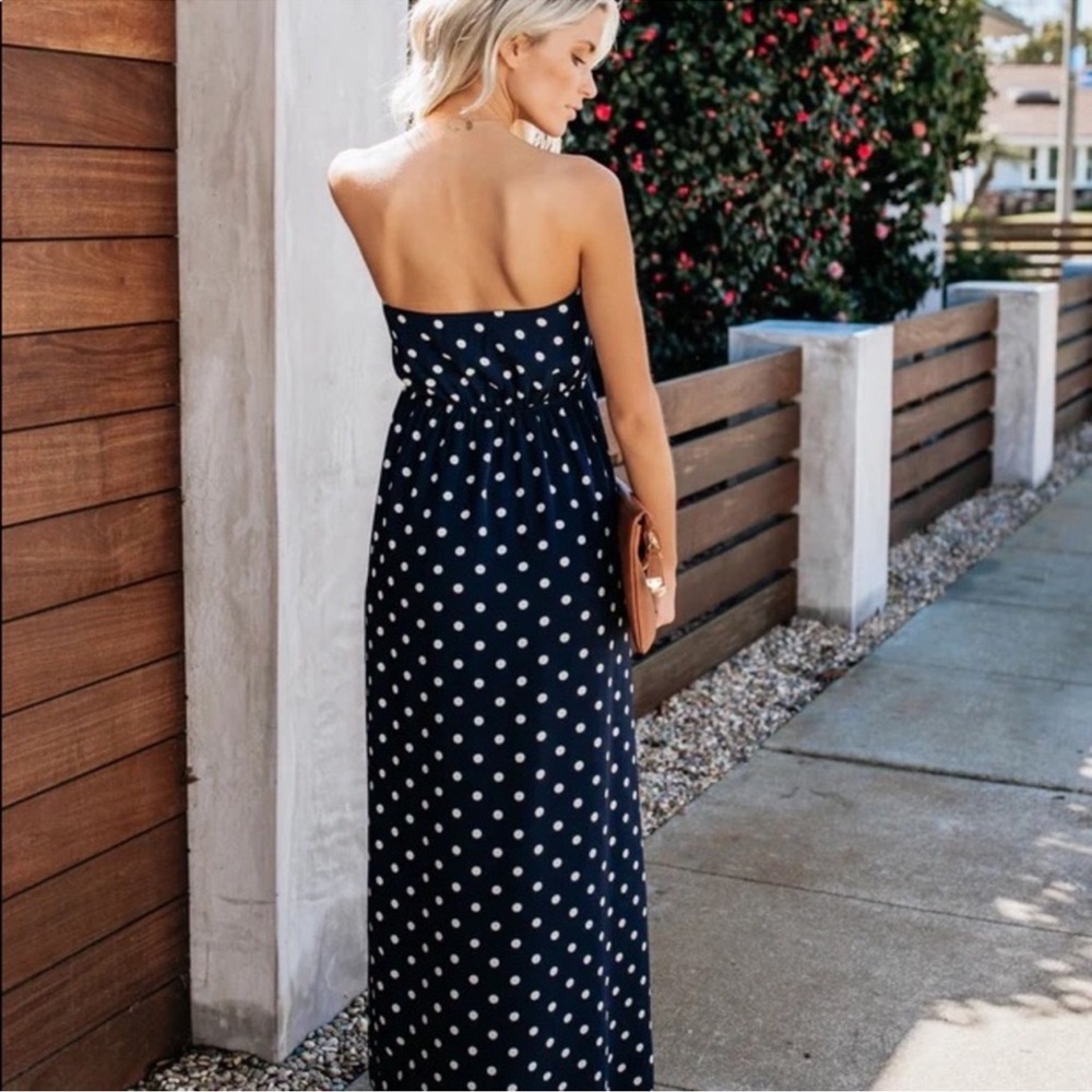VICI Pretty Woman Strapless Polka Dot Maxi Dress XL - Picture 3 of 7